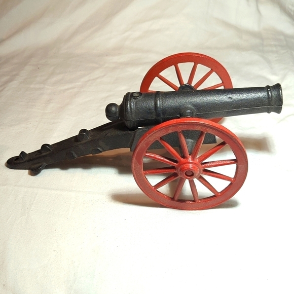 Other - Vintage Cast Iron Black Field Cannon Red Spoke Wheel Toy Collectible Antique